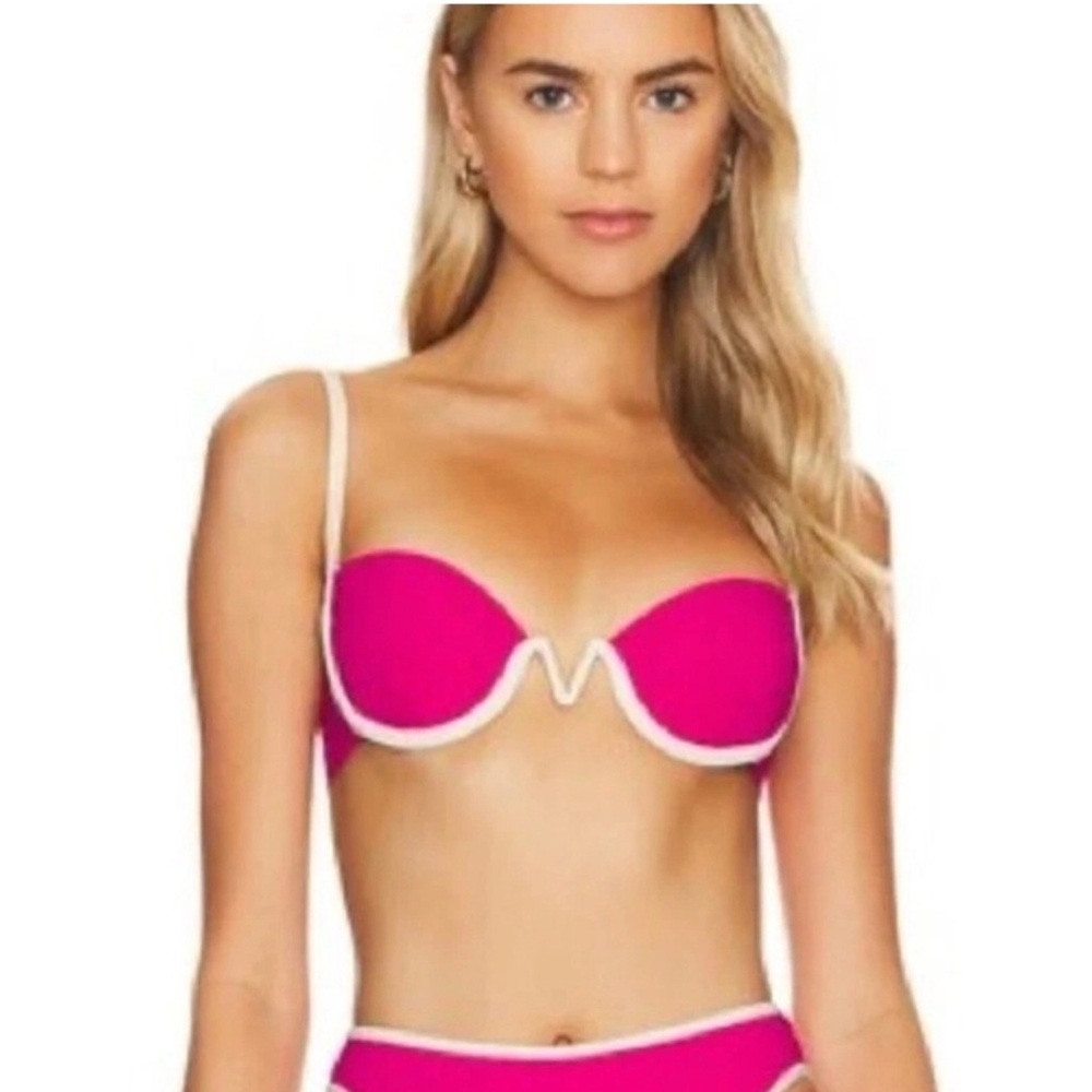 L*Space Nico Bikini Top XL Pink Underwire Bougainvillea & Cream Vacation Swim - Picture 2 of 11
